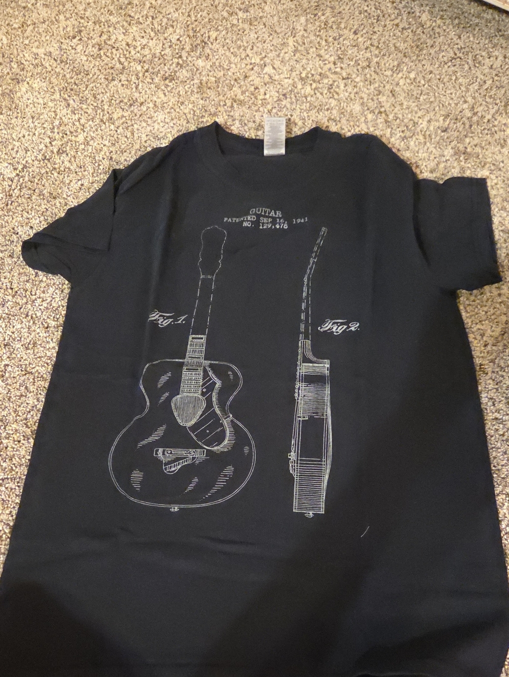 Gildan Black Kids Guitar Patent Graphic Tee